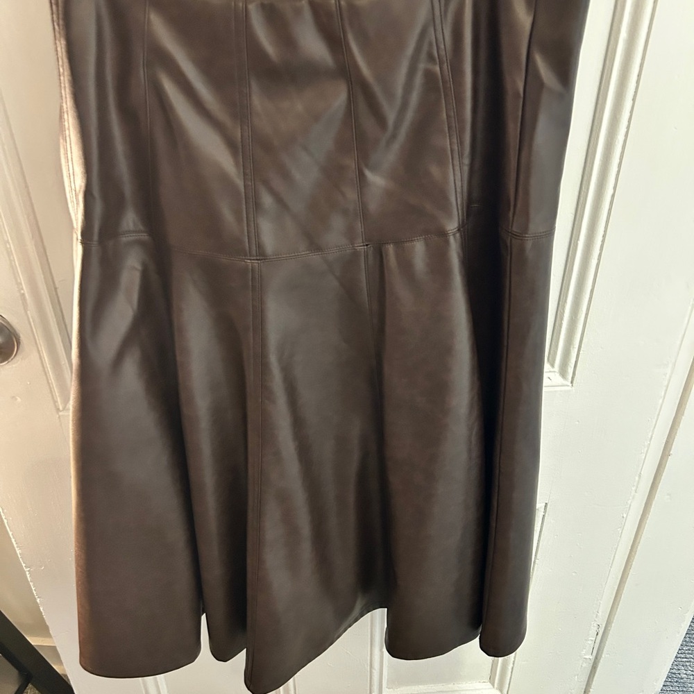 bagatelle Dark Brown Faux Leather A-Line Skirt